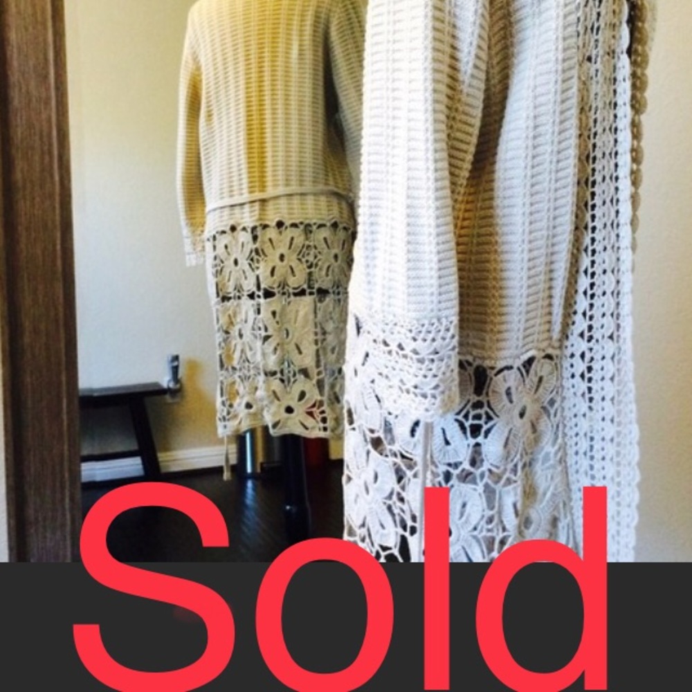 NORDSTROM Beatrix Ost Crochet Long Cardigan XL
